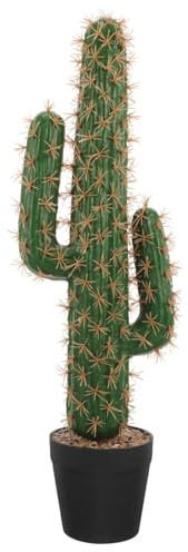 TOPPERFUN Fake Cactus, 20.8x4.3in Simulated Plant With Pot, Artificial Plastic Cactus Ornaments, Fake Potted Plants, Home Flower Pot Decorations
