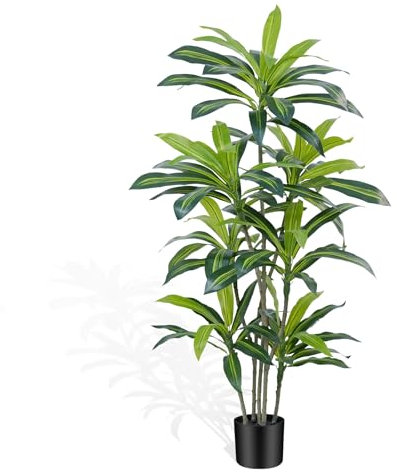 ZEEOZE Dracaena Künstlicher Baum 180cm Künstliche Pflanzen Dracaena Kunstpflanzen Groß mit Schwarz Pflanzer Kunstpflanzen wie echt für Drinnen Haus Wohnzimmer Dekoration Schlafzimmer Büro (1 Stück)