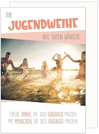Edition Seidel Premium Glückwunschkarte zur Jugendweihe mit Umschlag. Jugendweihekarte Karte mit Spruch Grusskarte Meer Glück Junge Mädchen (JW135 SW024)