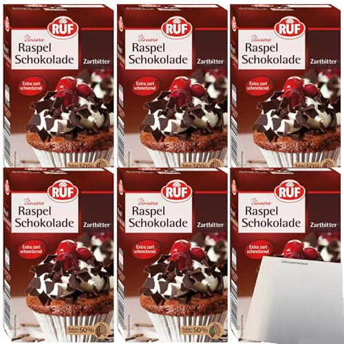 usy Bundle für RUF Zartbitter Raspel-Schokolade hauchdünn extra zarter Schmelz 6er Pack (6x100g Packung) + usy Block