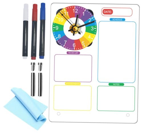 Holibanna 1satz Transparente Acryl Notiztafel Mit Integrierter Uhr Abwischbares Memo Board Für Schreibtisch Für Aufgabenmanagement Kompakte Planungslösung Ohne Batterien