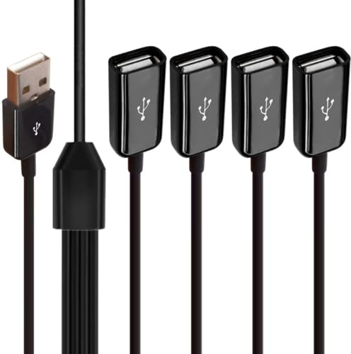 4-i-1 USB-splitter Y-kabel, USB 2.0 ström 1 hane till 4 hona förlängare 1 till 4 USB USB-förlängningskabel USB multiport för laddning och datasynkronisering kompatibel med alla USB A-enheter (hane