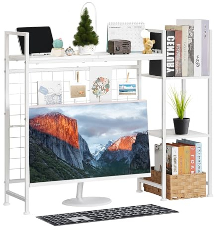 NOVIMANGO 3-Tier Schreibtischregal, Schreibtisch-Stall für Computer, Bürostuhl Organizer, Heimdekoration für Zuhause, Schreibtisch-Stall für Computer