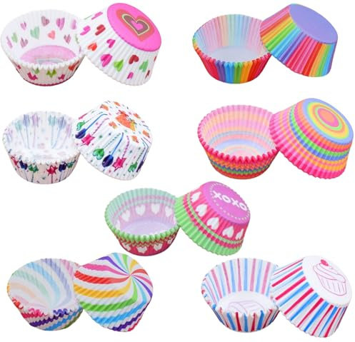 700 Pezzi Pirottini di Carta da Forno a Tulipano，cupcake involucro di carta da forno，per Cupcake, Muffin, Matrimonio,Festa.