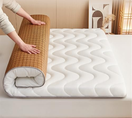 SDGHH-8MMDM Klappmatratze Futon Matratze Bodenmatratze Gepolsterte Gesteppte Bett Dicke Faltmatratze Schlafmatte Rollmatratze Bodenliege Gästematratze,Weiß,180x200cm