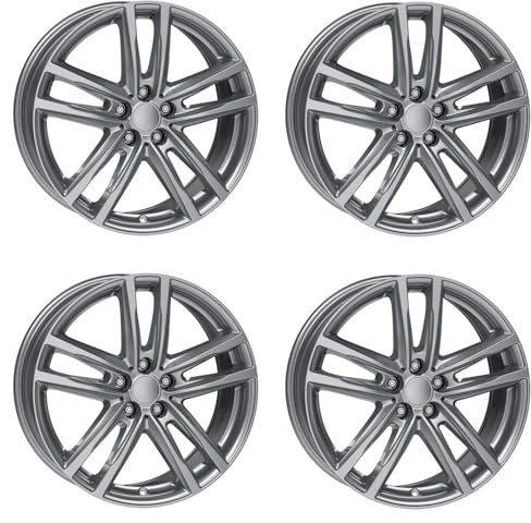 4x Rial Felgen Alufelgen X10 7.0Jx18 ET43 5x112 metal-grey kompatibel mit VOLKSWAGEN Beetle Caddy E-Golf EOS Golf Jetta Passat T-ROC T-Roc