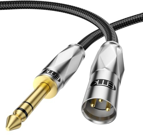 EMK Cavo da 6,35 mm a XLR, da TRS a XLR maschio a maschio bilanciato XLR da 6,35 mm, cavo di interconnessione per microfono, cavo patch per mixer, amplificatori, altoparlanti (5 metri)