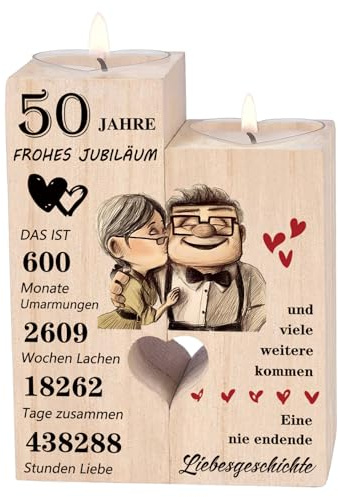 Goldene Hochzeit Geschenke,Deko Goldene Hochzeit,50 Hochzeitstag Geschenke - Kerzenständer,Glücklich 50. Jahrestag Geschenk für Frauen Männer Ihn Ehemann Ehefrau