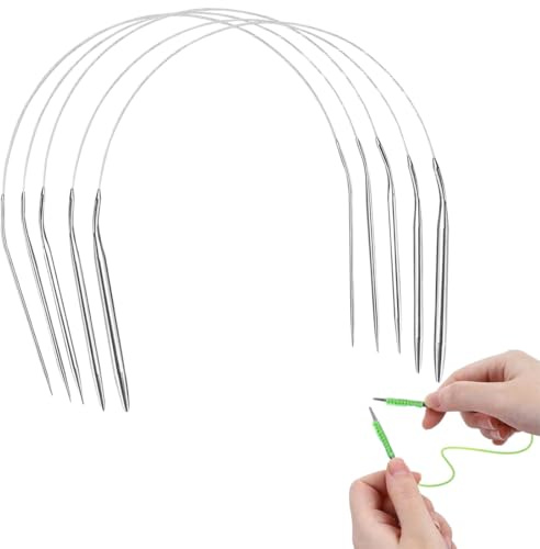 WUSJCOF 5 Stück Rundstricknadeln 40 cm Edelstahl Set Metall Stricknadel Rundstricknadeln für Mütze Ärmel Socken Leichte Rundstricknadel für Anfänger Arthritis (2.0mm - 4.8 mm)