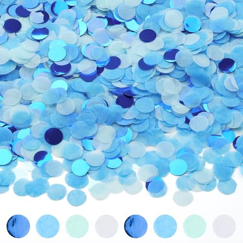 Konfetti 6000 Stück, 1cm Blau Konfetti Geburtstag Groß Confetti | Runde Streudeko Tischdeko für Geburtstag Hochzeit Party Dekoration(50g)