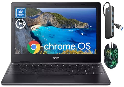 Acer Chromebook 311 Laptop para Estudiantes de Negocios, Intel Celeron N4500, visualización HD de 11.6, 4GB de RAM, 64GB eMMC, Wifi5, Bluetooth, cámara Web, Mouse, Cromado OS