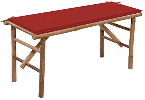 Xichuzi Klappbare Gartenbank mit Auflage, Terrassenmöbel, Outdoor Bank, Wetterfeste Bank, Parkbank, Garten Banken, Deko Bank, Gartenmöbel, Balkonstuhl, Lehnstühle, 118 cm Bambus