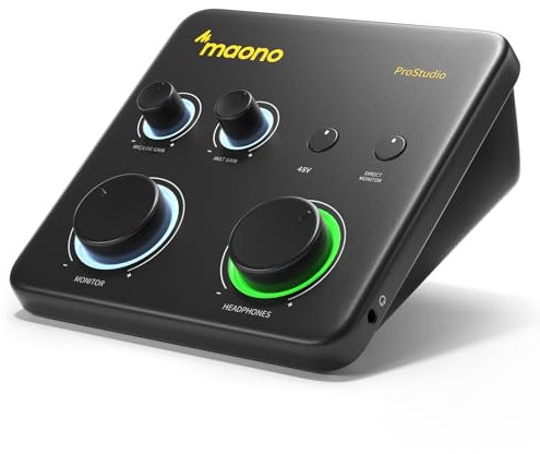 MAONO Mixer audio per PC: interfaccia con ingresso XLR 24 bit/192 kHz routing software LOOPBACK ASIO driver per registrazione musicale, home studio, chitarra, podcast, streaming, DAW (PS22 Lite nero)
