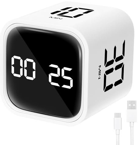 Pomodoro Timer Cube Countdown Time Timer Zeitmanagement Wird fur BüRo, Studium, Kinder, KüChenkochen, Bewegung Verwendet (Weiß)