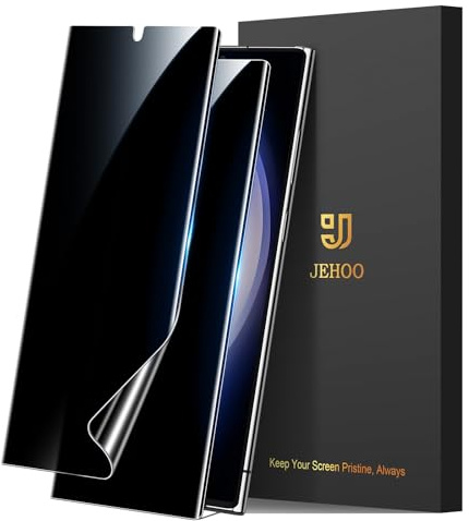 JEHOO 2 Stück für Samsung Galaxy S23 Ultra Sichtschutz Schutzfolie, Kompatibel Fingerabdruck-ID, 3D-Gewölbte Weich TPU Privacy Displayschutzfolie, Null Blasen, Anti-Kratzen, 6,8 Zoll