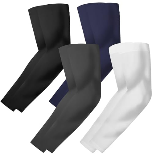 ROCK TAKIN UV solskydd arm för män kvinnor, UPF 50+ kylning armvärmare sommar kompression tatuering armvärmare unisex armvärmare för cykling basket golf baseboll fotboll – 4 par, 4 par – svart + vit +