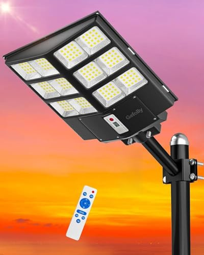 Gefolly Farolas Solares Exterior, Focos Solares Potentesde de Movimiento con 3 Modos Ajustables, IP67 Foco Solar Exterior Luz de Seguridad para Camino Terraza(SL-2100W)