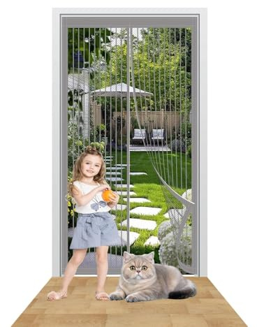Mosquitera Magnética para Puerta 72 x 220 cm Cierre Automático Mosquitera Puertas Mantiene El Aire Fresco para Puerta Del Balcón Puerta Patio, Gris