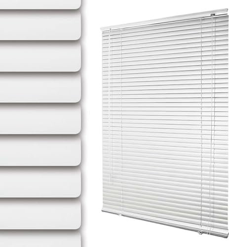 Persianas Venecianas Aluminio Persiana Veneciana Interior Opacas 25/30/35/45/60/80/100/130/160cm Impermeables Estores Cortinas(Blanca)