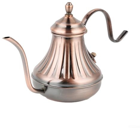 Elegante caffettiera a mano in bronzo, design a bocca stretta, per una preparazione controllata del caffè (rame antico 900 ml)