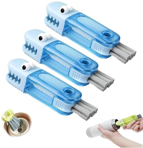 Cofpecialize 3 in 1 Cup Lid Cleaning Brush, Kitchen Cleaning Brush, with U-Shaped Silicone Brushs, 360° for Deep Cleanings Cups, Kitchen Multifunctional Bottle Cleanings Brushs (Blue*3)