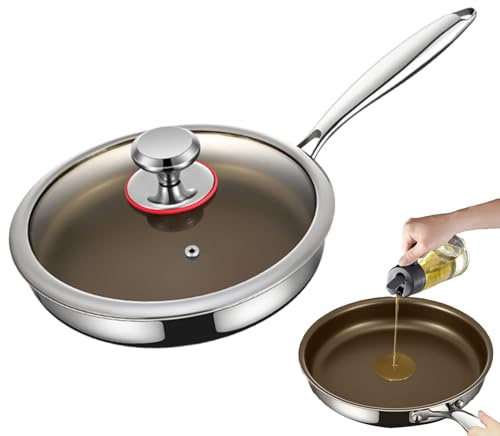 Sartén - De Titanio Con Tapa - Grandes sartenes antiadherentes | Para Cocina Eléctrica Cerámica Horno Rejilla Tortilla Steak