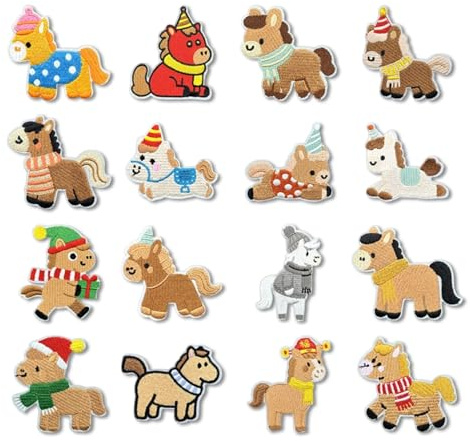 16 Stück Pferde BüGelflicken, Patches zum Aufbügeln, Pferd Bügel Patches für DIY-Enthusiasten, Patches zum Aufbügeln für Jeans Rucksack & Heimdekoration, Pferde Geschenke für Erwachsene und Kinder