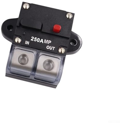 Dolvitrny Interruttore automatico ripristinabile per sistemi automobilistici da 12-48 V, fusibile a pulsante di ripristino manuale con alloggiamento in lega di zinco nero, 100 A, 150 A, 200 A, 250 A