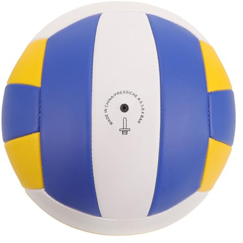 DIYEAH Ballon de Volley-Ball Souple Taille 5 1,6 Mm, Matériau Épais pour Entraînement et Compétition en Salle, Balle D'intérieur Blanc Bleu Jaune, Ballon Sport Polyvalent