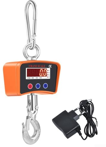 TDCuizent Elektronische Hängewaage, 1000 kg, digitale Kranwaage mit LED-Display, wiederaufladbarer Akku, Tara-Hold-Funktion, Haken aus Aluminiumlegierung, für industrielles und landwirtschaftliches