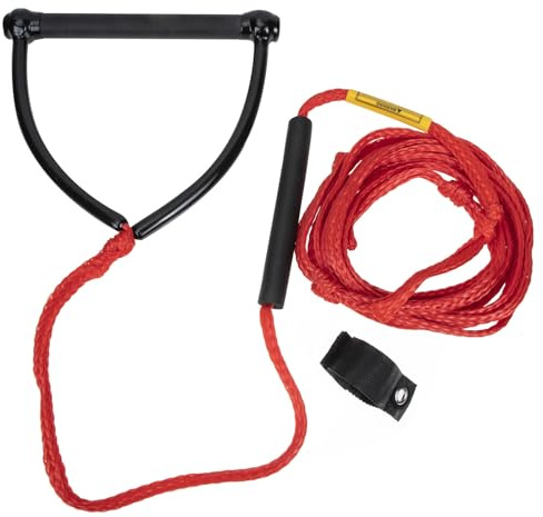 Happyyami Cuerda de Esquí Acuático Resistente al Desgaste Mango Portátil de Polipropileno y Aluminio para Tubing y Knee Boarding Resistencia UV