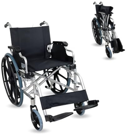 Mobiclinic®, Sedia a rotelle, Pieghevole, Leggera, Sistema sottoporta, Freno di stazionamento, Modello ópera, Alluminio, Ruote piene, Braccioli pieghevoli, Pedane estraibili, Ergonomica