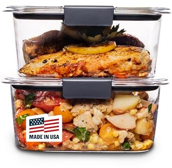 Rubbermaid Brilliance Food Storage Container, Medium Deep, 4.7 Cup, Clear, 2-Pack
