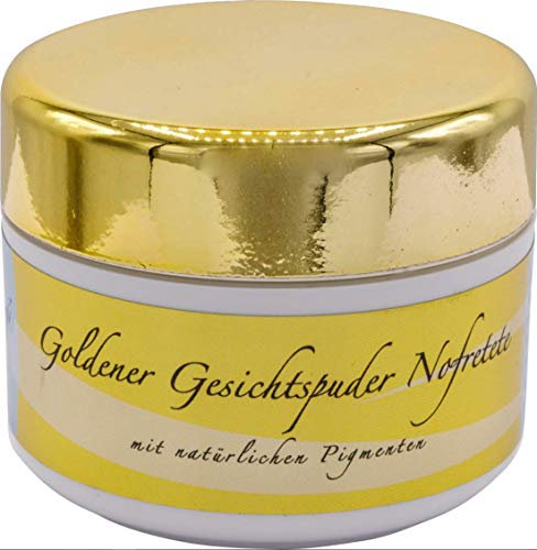 chi-enterprise Goldener Gesichtspuder Nofretete I Loser Puder mit natürlichen Pigmenten wie Kaolin, Mica, Eisenoxid, Seidenhydrolysat, Allantoin & Blattgold I Strahlender Teint I 50 ml