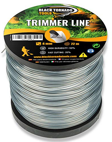 Black Tornado Tools - Fil pour débroussailleuse, en bobine, double, carré, 4 mm, 72 m, qualité ultra professionnelle, bobine (4,0 mm x 72 m)