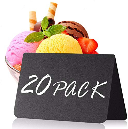 20 Pack Chalkboard Tent Signs 7x10 cm – Mini Tabletop Food Labels for Buffet Wedding & Party Use – Plastic Reusable Chalk Name Tags & Display Signs for Events
