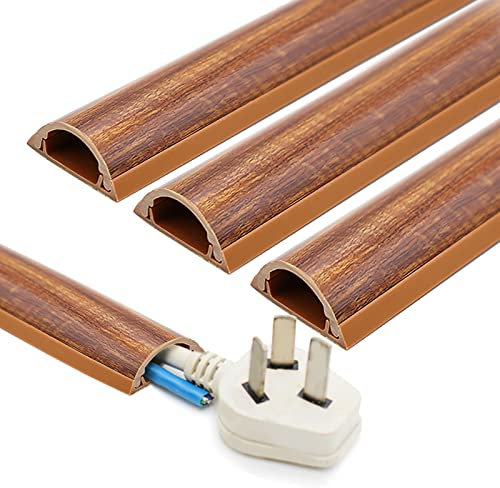 INCETUE Canalina passacavi effetto legno, 3 x 1,2 x 30 cm x 13, scura, autoadesiva, piatta, semicircolare per pavimento, gestione cavi, PVC, 3,9 m, stile moderno, 12 mesi di garanzia