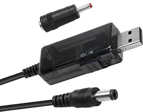 YACSEJAO USB 5V a 9V/12V Step Up Cavo 2,6FT/0,8M USB a 9v, 5v a 12v Step Up Step Up Convertitore di tensione con jack DC 5,5 x 2,1 mm (3,5 x 1,35 mm)