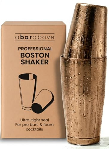 A Bar Above Ensemble shaker à cocktail en cuivre antique – Ensemble shaker Boston lesté de 800 ml et non lesté de 510 g – Kit de barman – Ensemble de bar professionnel (2 pièces)