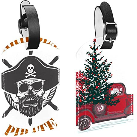 2 Packungen Gepäckanhänger, Auto hält Weihnachtsbaum Geschenke Bedrucktes Leder Reise Koffer Etiketten mit Privatsphäre Name Adresskarte