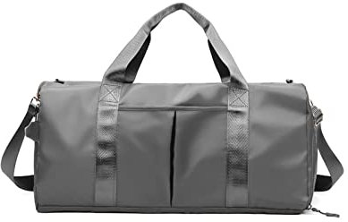 CORIOS Nylon Reisetaschen Duffle Bag Sporttasche Fitnesstasche Schwimmtasche für Herren/Damen Faltbare Weekender Übernachtung Tasche Trainingstasche Kabinenreisetasche Handgepäck mit Schuhfach Grau