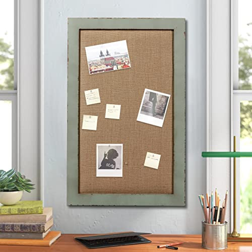 Sintosin Bauernhaus Linen Bulletin Board Pinnwand Kork mit Holzrahmen, Holz Pinnwand groß Korkwand, Fotos Wand-Organisator Display, Memo Board für Büro Home Room Küche Dekorativ