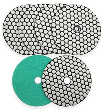 CruSio 6 Stück 125 Mm #50 Trockenpolierpads Durchmesser 5 Zoll Harzbindung Diamant Flexible Schleifscheibe Für Granit Marmor Keramik