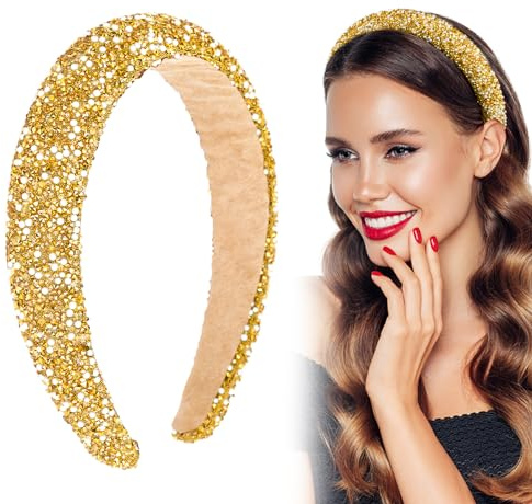 BOFUNX Damen Haarreif Glitzer Strass Haarreif Breit Haarband Stirnbänder für Frauen Mädchen Geburtstagsgeschenk Hochzeit Braut Haarschmuck