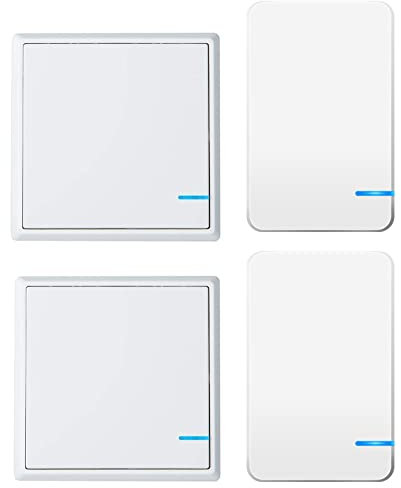 NineLeaf 4PK Interrupteur de lumière sans fil et mini interrupteur de lumière,interrupteur de lumière murale intelligente pour la lumière LED lumières de plafond ventilateurs, seulement l'interrupteur