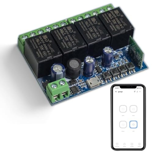 QIACHIP Ewelink Smart WiFi Schalter 4 Kanäle Potentialfrei Relais DC 12V | kompatibel mit Alexa/Google Home,Timer,Kein Hub,DC 5-48V, Impulsmodus/Inching,Lichtschalter,Garagentoröffner
