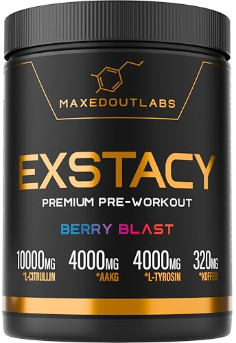 EXSTACY Pre Workout Booster - Premium Pump Booster & Trainingsbooster | Hochdosiert | Pre Workout | für Fitness & Gym | Fitness Pulver Energy | Hardcore Trainings Pre-workout (Beere)