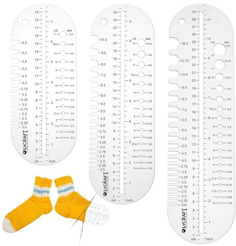 OLYCRAFT 3 Stück Sockenlineal Zum Stricken Und Häkeln Größenmessung Hakenlehre 20/25/30cm Transparentes Acryl Häkellineal Nadelstricklehre Sockenblocker Für Heimwerker Handgefertigtes Geschenk