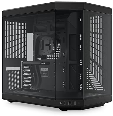HYTE Y70 CS-HYTE-Y70-B Boîtier de Jeu pour Ordinateur ATX en Verre trempé Moderne et esthétique à Double Chambre panoramique avec câble élévateur PCIE 4.0 Inclus, Noir