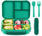 Amathley Brotdose Kinder Mit FäChern,Bento Box Kinder,Brotdose Erwachsene,1200ml Lunchbox Mit 4 FäChern Und Besteck,Mikrowellen Und SpüLmaschinenfest,BPA-Frei Und Wiederverwendbar (Grün)